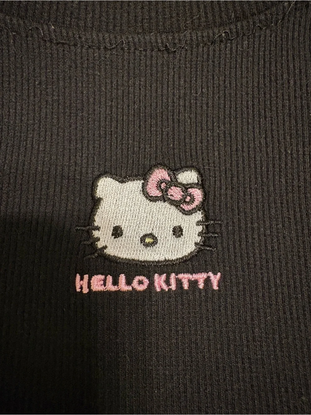 Sanrio Hello Kitty Girls Black Ribbed T- Shirt Size 8 Medium